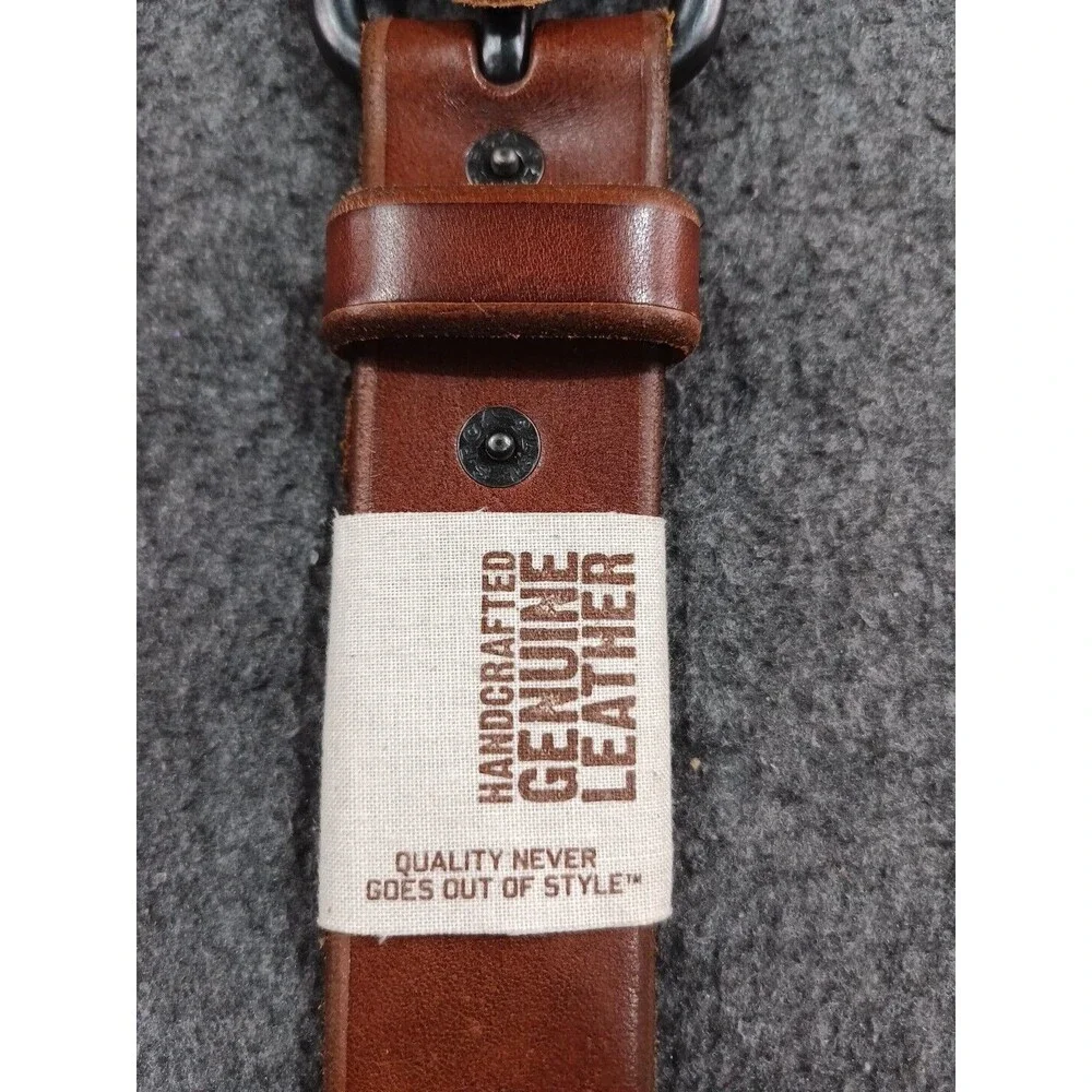 Levis Handcrafted Genuine Brown Leather Belt Size 42 New Pewter Color Buckle